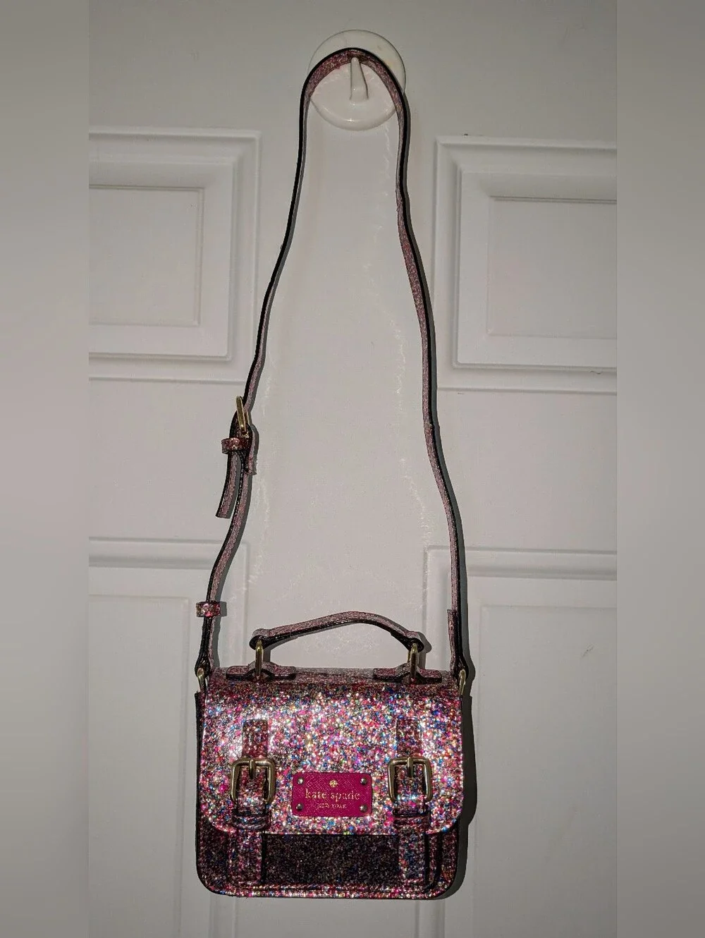 Kate Spade Kid's Glitter Scout Mini Crossbody Bag Pink Multi VGUC